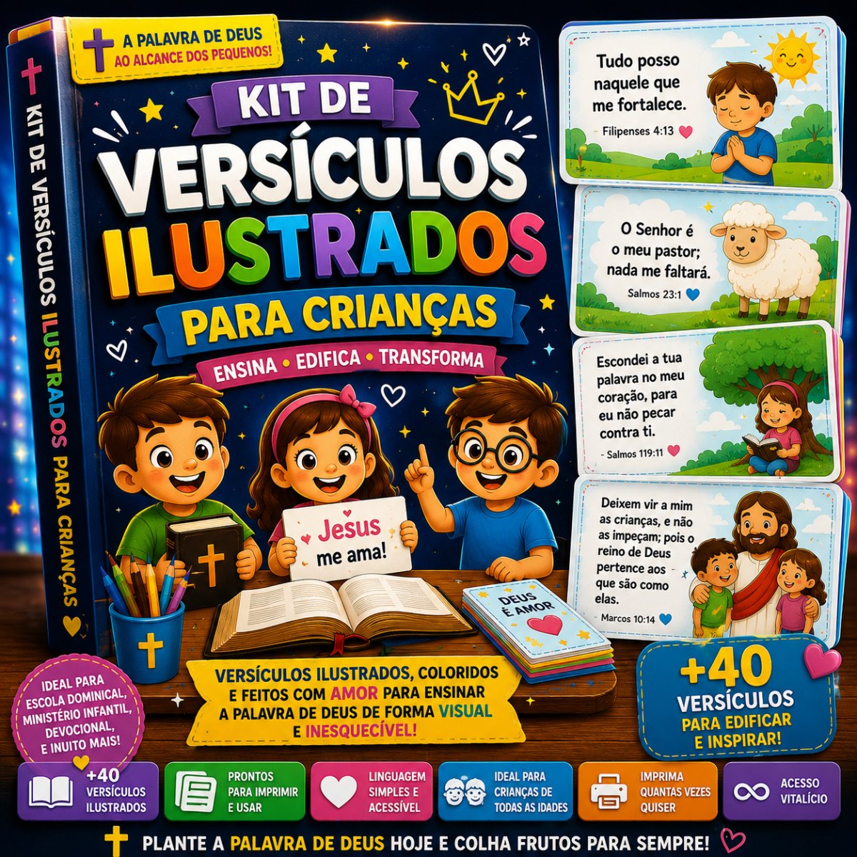 Bônus #3 — Kit de Versículos Ilustrados Para Crianças