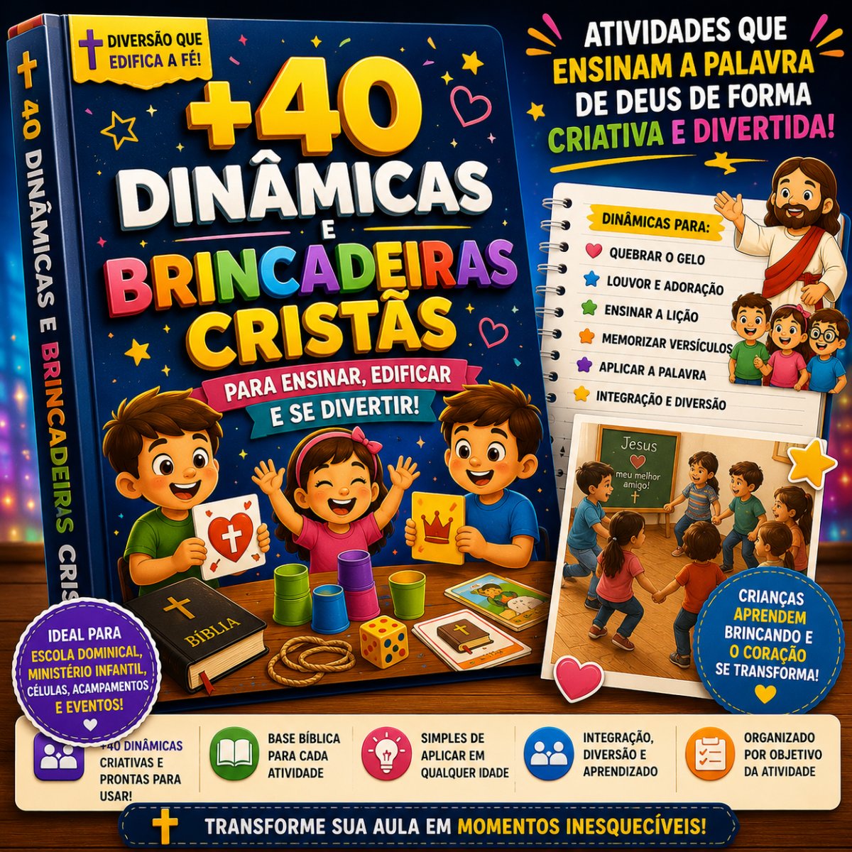Bônus #2 — +40 Dinâmicas e Brincadeiras Cristãs