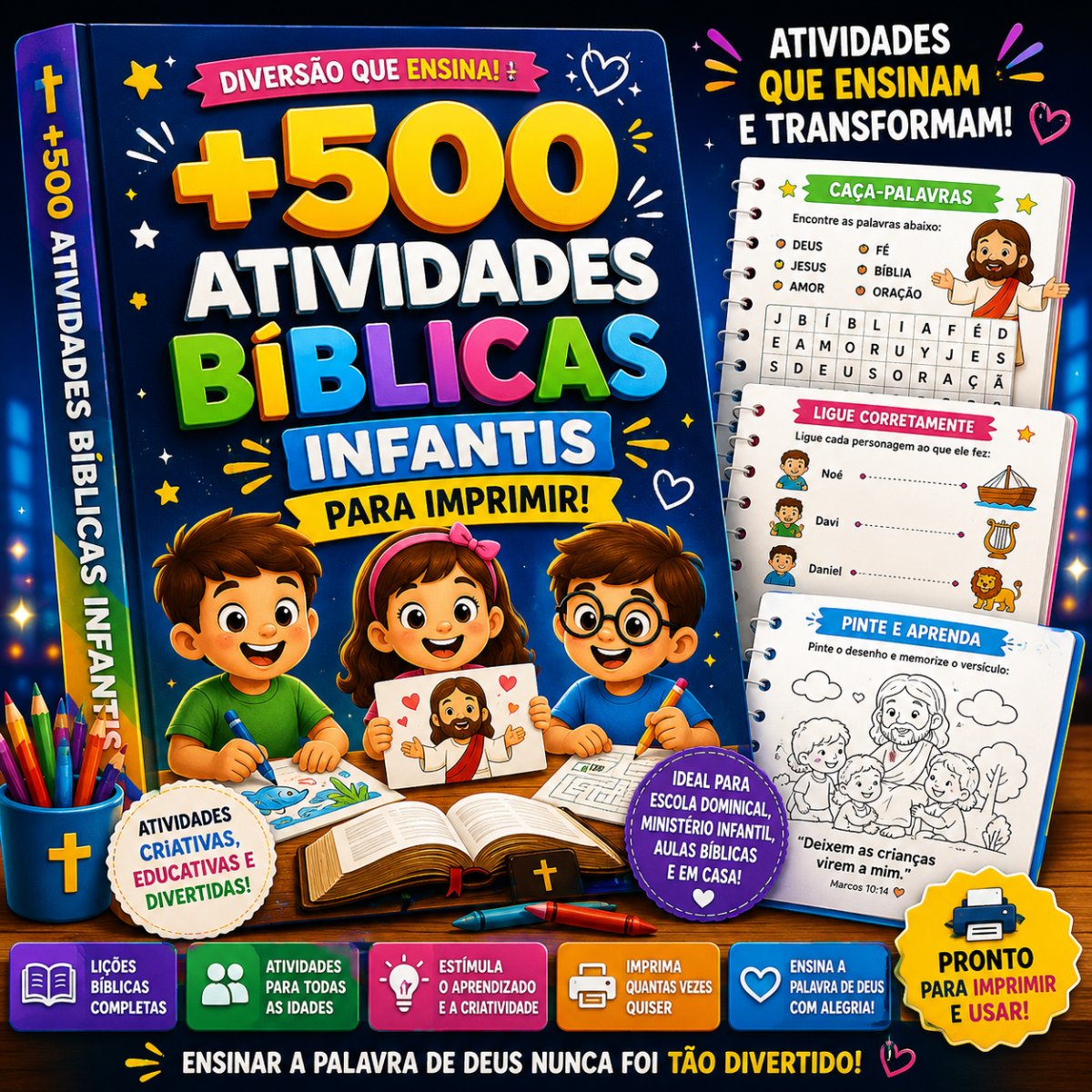 Bônus #1 — +500 Atividades Bíblicas Infantis Para Imprimir